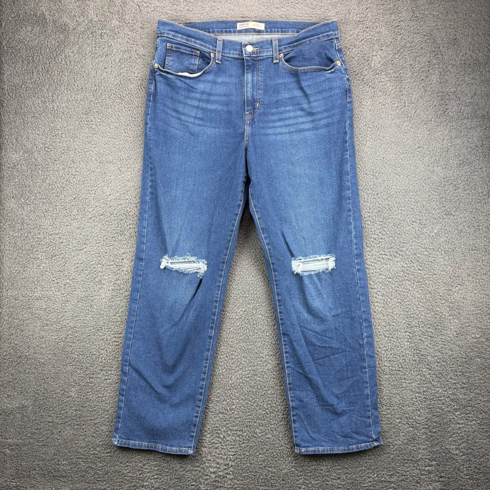 Signature by Levi Strauss Heritage Easy Straight Distressed Jeans Blue Womens 14
